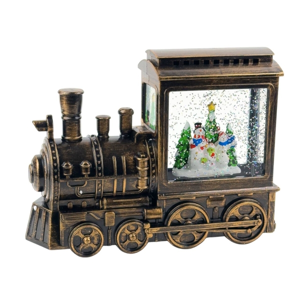 Нічник музичний новорічний LED Паровоз HC-D013 USB від батарейок 24 х 8 х 18 см коричневий