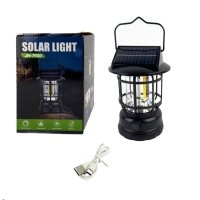 Ліхтар-лампа кемпінговий акумуляторний Solar Light JH-900 портативний з сонячною панеллю чорний