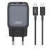 Зарядний пристрій з кабелем USB+Type-C/Type-C 1 м XO L156 30 W 3 A чорний