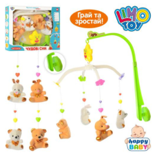 Карусель D062 (36шт) на ліжечко, заводна, підвіски 4шт, плюш, в кор-ці, 40-30-5см new