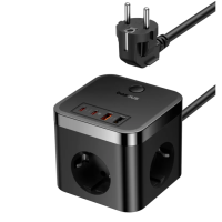 Мережевий зарядний пристрій Baseus PowerCombo Cube Power Strip 3AC+2U+2C 30W 1.5m EU Cluster Black new