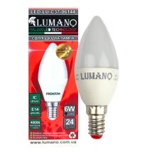 Лампа світлодіодна LED Lumano ДС C37 E14 6W 4000K 540Lm 06144 нейтральне біле