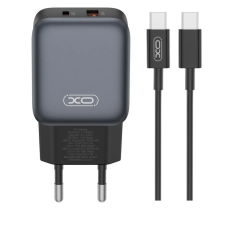 Зарядний пристрій з кабелем USB+Type-C/Type-C 1 м XO L156 30 W 3 A чорний