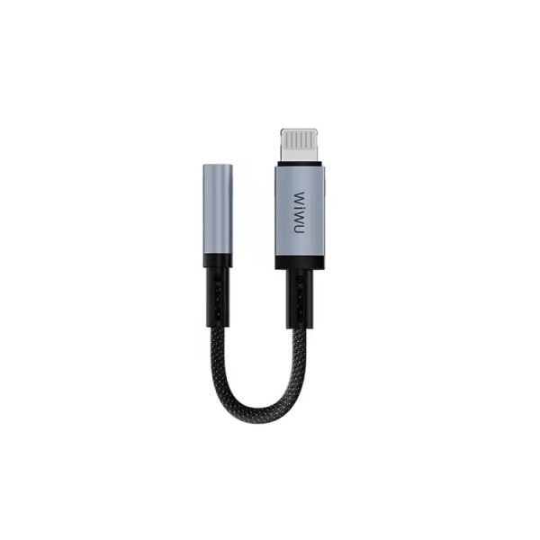 Перехідник Apple Lightning M/3.5 мм AUX F 15 см WiWU Wi-C047L Legend чорний зі сріблястим