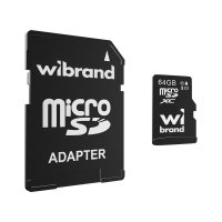 Карта пам'яті 64 GB Wibrand МicroSDНC Сlass 10 з адаптером чорний
