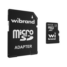 Карта пам'яті 64 GB Wibrand МicroSDНC Сlass 10 з адаптером чорний