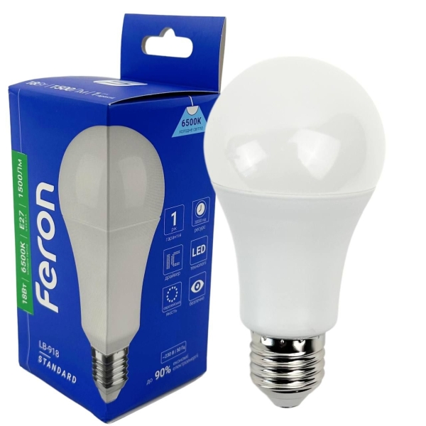 Лампа світлодіодна LED Feron LB-918 E27 18W 6500K 1500Lm холодний