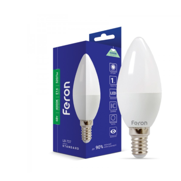 Лампа світлодіодна LED Feron LB-737 E14 6W 4000K 520Lm нейтральний білий