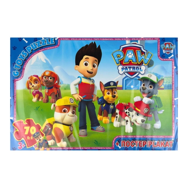 Пазли класичні 70 елементів G-Toys PW0813 Щенячий патруль з постером