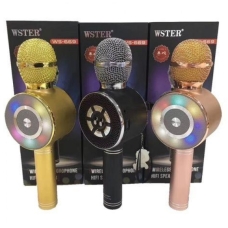 / Караоке микрофон Wster WS-669 беспроводной микрофон со встроенным динамиком (USB, microSD, AUX, Blue
