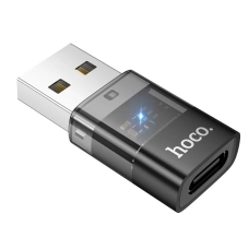 Перехідник HOCO UA36C USB male to C female USB2.0 transparent adapter black new