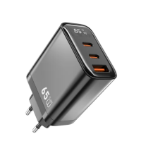 Зарядний блок живлення 2xType-C+USB WiWU Wi-G012 Firefly GaN 65 W 5 V 3 A сірий