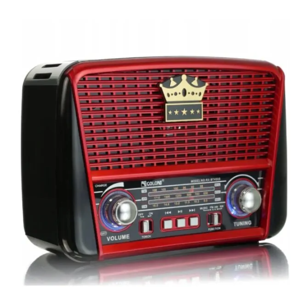 Радіоприймач Golon RX-BT455S MP3 з акумулятором та сонячною батареєю чорний з червоним