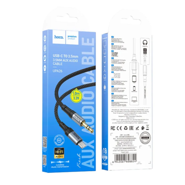 Аудіоадаптер НОСО UPA26 Fresh digital audio conversion cable Type-C 1m Black new