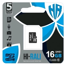 / Карта пам'яті microSDHC Hi-Rali 16 Гб, Class 10 UHS-1, (без адаптера), чорний