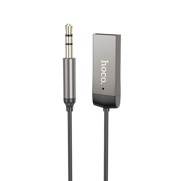 Bluetooth-ресивер HOCO E78 Benefit car AUX BT receiver with cable Black Metal Gray new