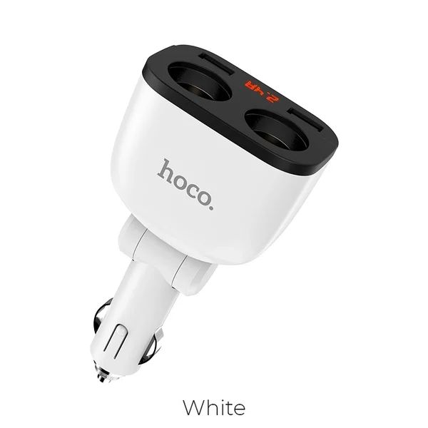 Автомобільний зарядний пристрій HOCO Z28 Power ocean cigarette lighter in-car charger with digital display White new