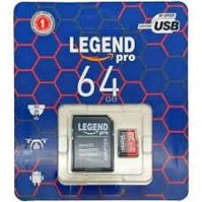 / Карта пам'яті microSDHC Legend Pro 64 Гб, Class 10, з адаптером, чорний