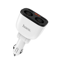Автомобільний зарядний пристрій 2xUSB HOCO Z28 Power з дисплеєм та прикурювачами 100 W білий