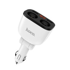 Автомобільний зарядний пристрій 2xUSB HOCO Z28 Power з дисплеєм та прикурювачами 100 W білий