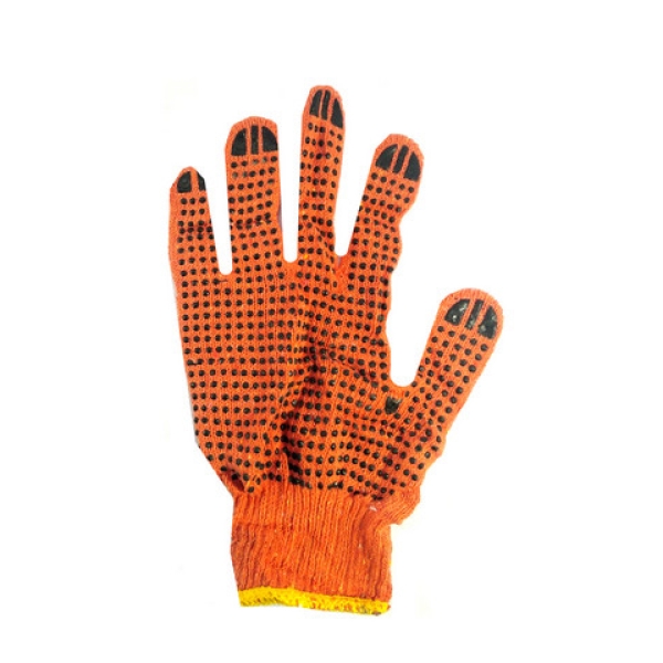 / Рукавички бавовняні робочі з ПВХ точкою 12 шт/уп, помаранчевий