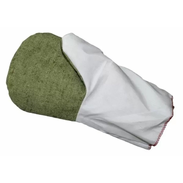 / Рукавички 18002 з брезентовим наладонником, х/б, двонитка, біло-зелений