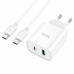 Зарядний пристрій з кабелем Type-C+USB/Type-C 1 м HOCO C80A Plus Rapido 20 W 5 V білий