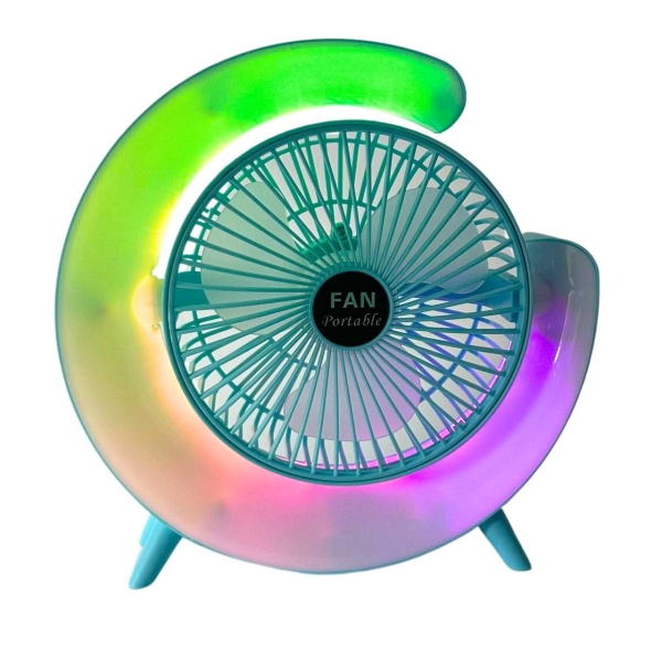 Вентилятор настільний VU-03/F2 з підсвіткою діаметр 23 см блакитний