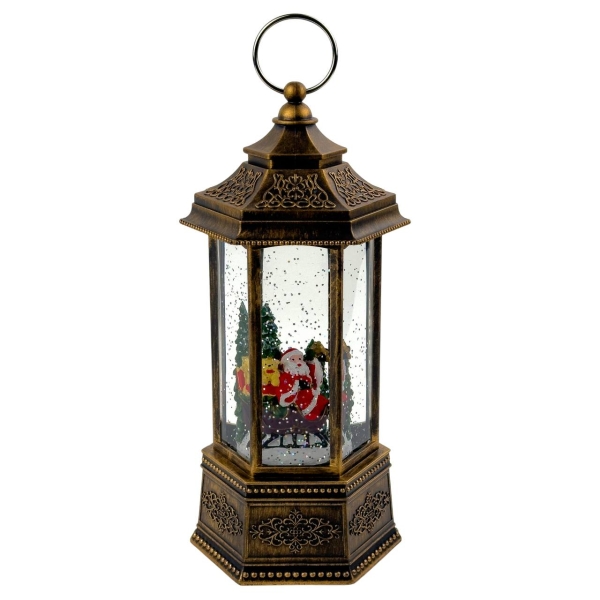 Нічник музичний новорічний LED Ліхтар HC-D004 USB від батарейок 12 х 11 х 27 см коричневий