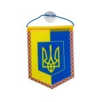 Вимпел Герб України вертикальний 6 х 8 см на присосці жовтий з блакитним