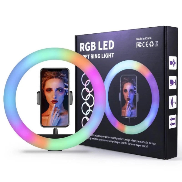 Кільцева лампа 30 см 3D-30 USB LED RGB з тримачем