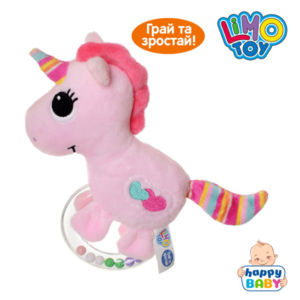 Брязкальце з ручкою 18 см Єдиноріг Limo Toy C08180CN-3 рожевий new