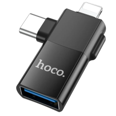 Перехідник HOCO UA17 iP male/Type-C male to USB female two-in-one adapter Black new