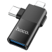 Перехідник 2в1 USB Type-C+Apple Lightning M/USB F HOCO UA17 чорний