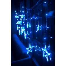 / Світлодіодна гірлянда-бахрома прозорий дріт "Зірки" 10 LED Euro Led 3 м 8 режимів синій