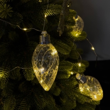Світлодіодна гірлянда-нитка прозорий дріт Шишки 10 LED Euro Led 3 м теплий білий