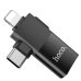 Перехідник 2в1 USB Type-C+Apple Lightning M/USB F HOCO UA17 чорний