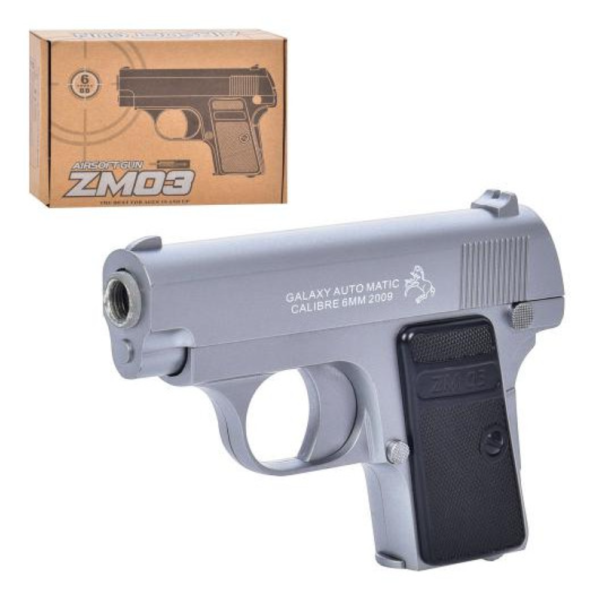 Дитячий пістолет Cyma ZM03 з кулями 14 см сріблястий
