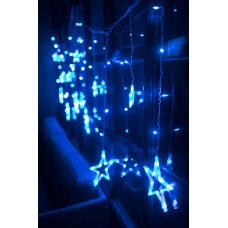 / Світлодіодна гірлянда-бахрома прозорий дріт "Зірки" 10 LED Euro Led 3 м 8 режимів синій