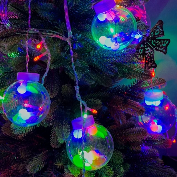 Світлодіодна гірлянда-бахрома прозорий дріт Сфера 12 LED Magic Lights 3 м мульти