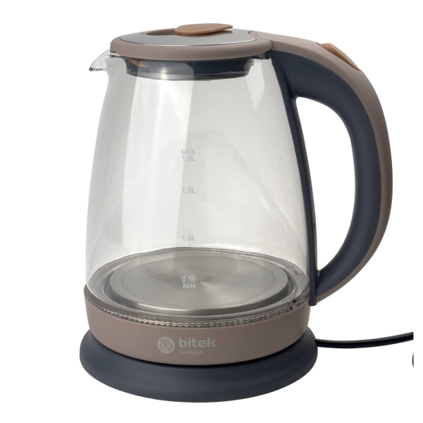 Електрочайник BITEK BT-3110 скло 1.8 л сірий