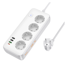Мережевий фільтр-подовжувач 4 розетки HOCO AC22 Sunlight 3хUSB/Type 1.5 м білий