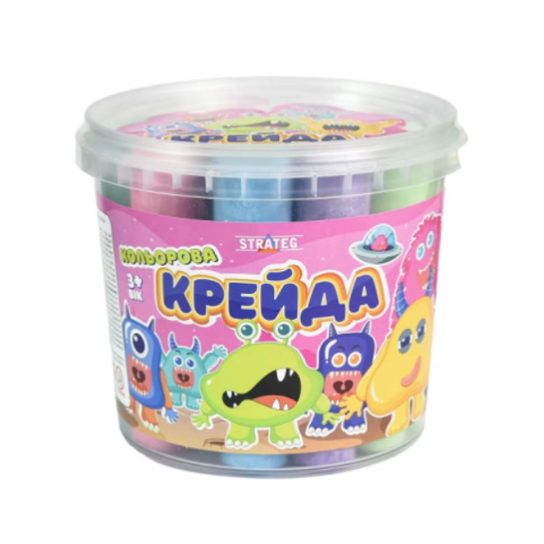Крейда кольорова 16 штук Strateg 50138 кругла 8 кольорів