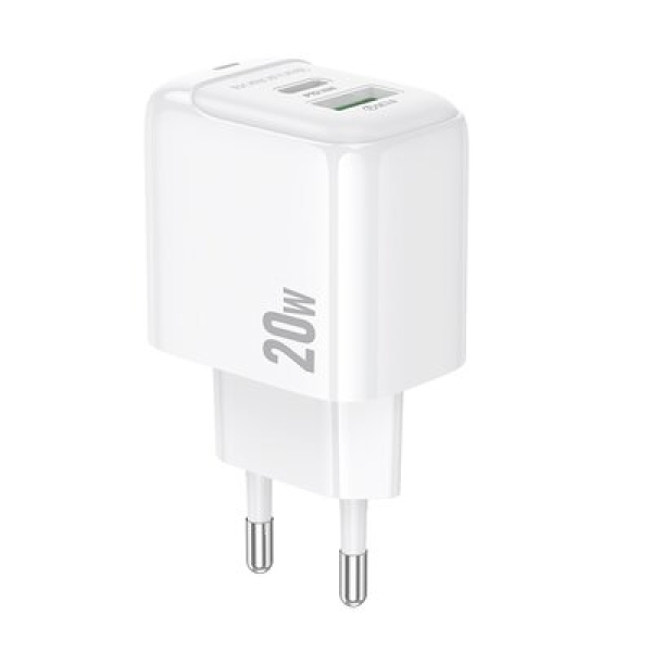 Зарядний блок живлення USB+Type-C BOROFONE BAS44A Potential 20 W 12 V 1.67 A білий