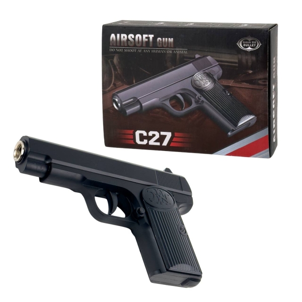 Дитячий пістолет C27 з кулями 14 см чорний
