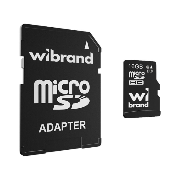 Карта пам'яті 16 GB Wibrand МicroSDНC UHS-I Сlass 10 з адаптером чорний