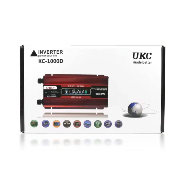 Перетворювач інвертер AC/DC 1000Вт 12В LCD UKC KC-1000D new