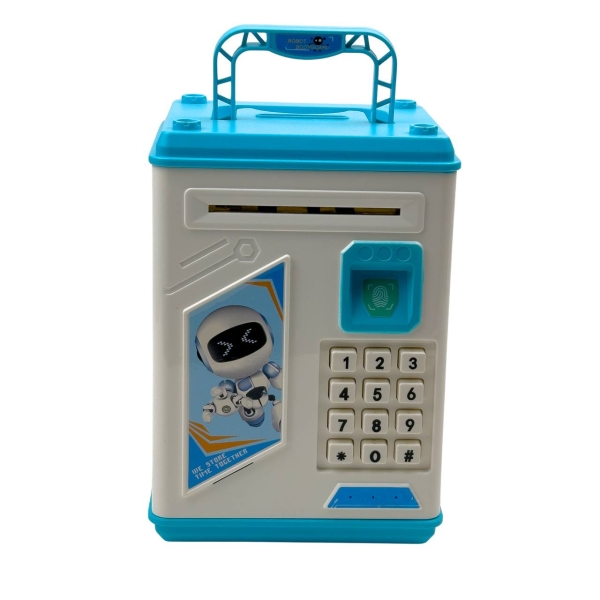 Скарбничка-сейф Робот електронна з кодовим замком 24 х 13 см блакитний з білим
