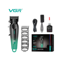 Бездротова машинка для стрижки волосся VGR V-662 USB з дисплеєм 6 насадок чорний з зеленим