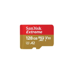 Карта пам'яті 128 GВ San Disk Extreme A2 МicroSDXC UHS-I (U3) Сlass 10 з адаптером червоний з жовтим